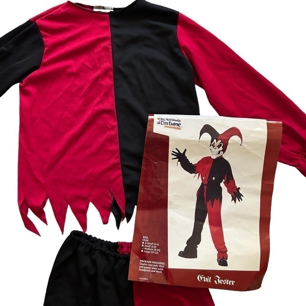 California Costumes Child Evil Jester Halloween Costume Red Black Size M 8-10